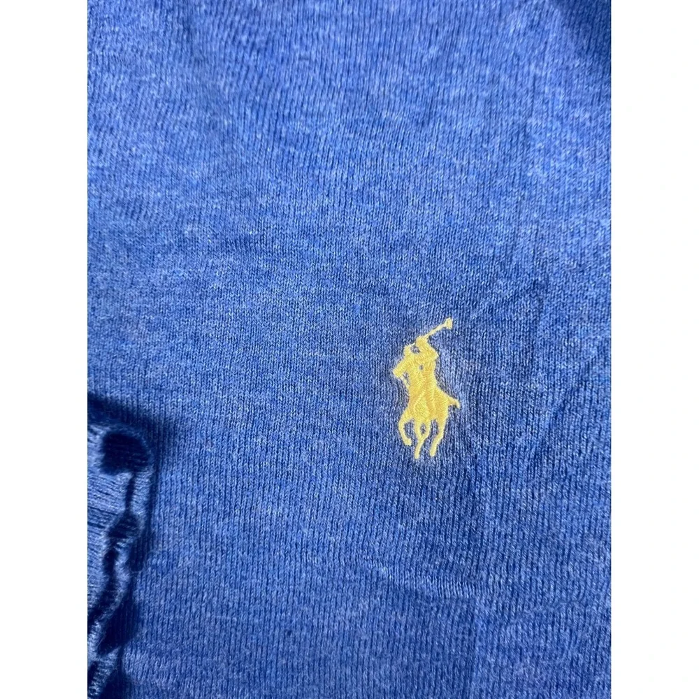 Polo Ralph Lauren Mens XL Blue‎ Pima Cotton V-Neck Sweater Yellow Pony Logo